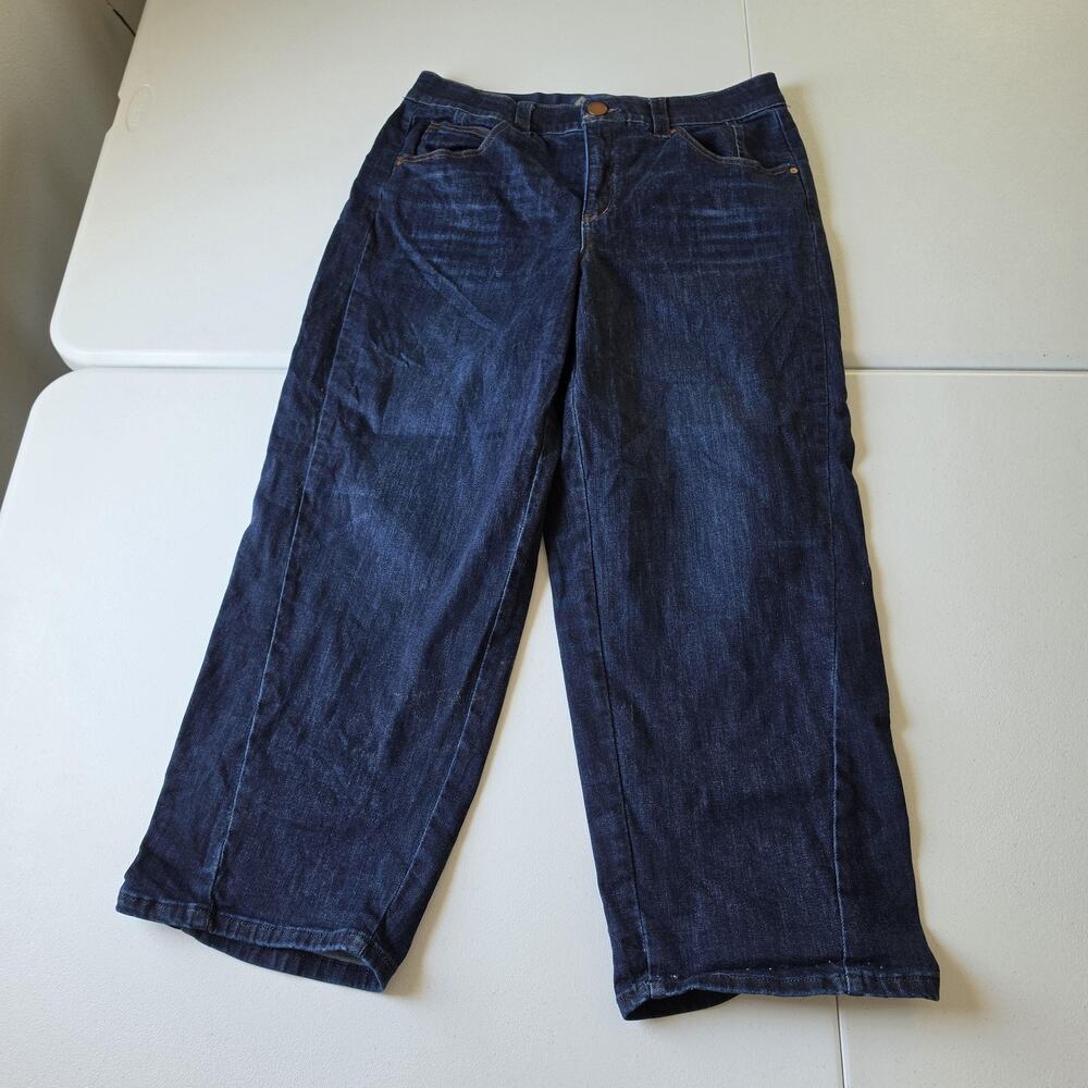 Democracy Jeans Womens 14 Blue Dark Wash Wide Leg Ab Solution Stretch Denim
